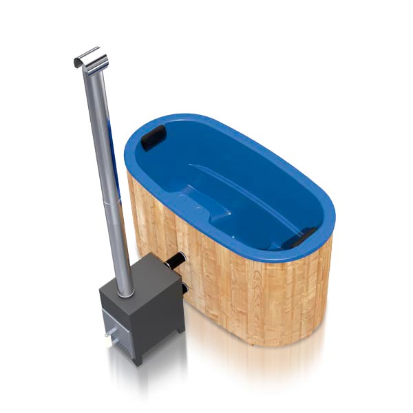 Hot tub oval avec poêle extérieur - 2 personnes (1,85m x 0,95 m)
